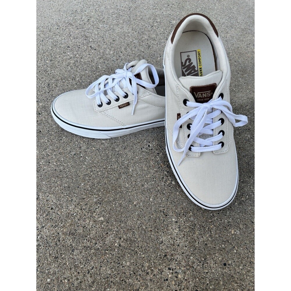 NEW Sz 8.5 Vans Men's Atwood Deluxe Low Top Comfort Sneakers Cream Turtledove